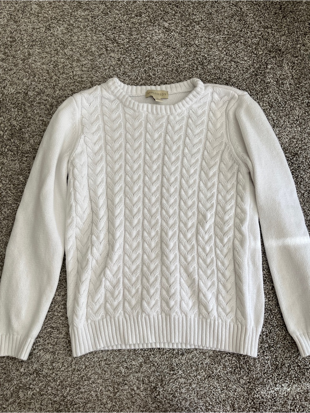 Appleseed’s White Cable Knit Sweater